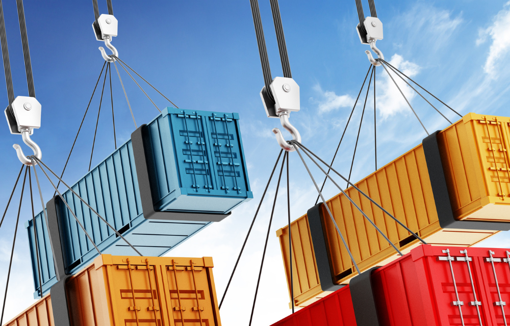 a group of containers from ropes